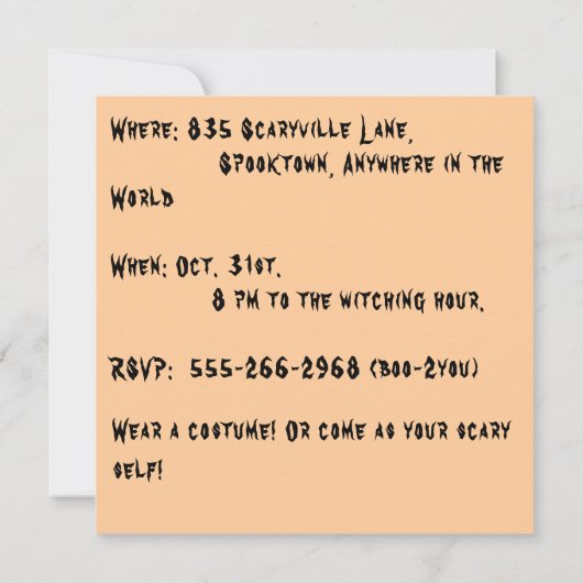 ヴィンテージハロウィンカボチャ&モザイクの猫 招待状 (裏面)