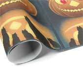 ヴィンテージハロウィンカボチャ、子どもと黒猫 ラッピングペーパー (ロールコーナー)