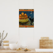 ヴィンテージハロウィンカボンプキンズブラックキャット ポスター (キッチン)