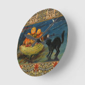 ヴィンテージハロウィンカボンプキンズブラックキャット ラウンド壁時計 (傾斜)