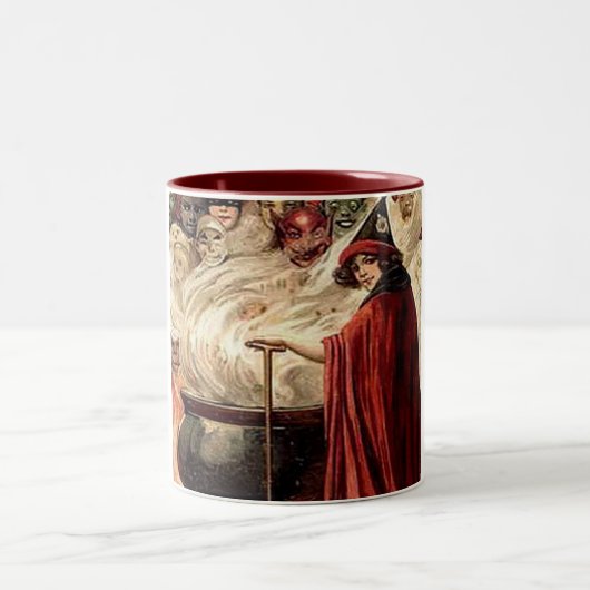 ヴィンテージハロウィンカルドロン魔法 ツートーンマグカップ (中央)