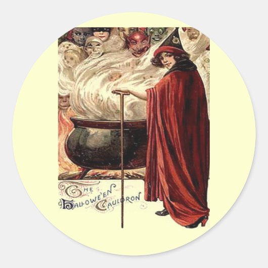 ヴィンテージハロウィンカルドロン魔法 ラウンドシール (正面)