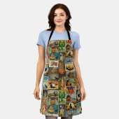 ヴィンテージハロウィンカードコラージュエプロン エプロン (着用した状態)