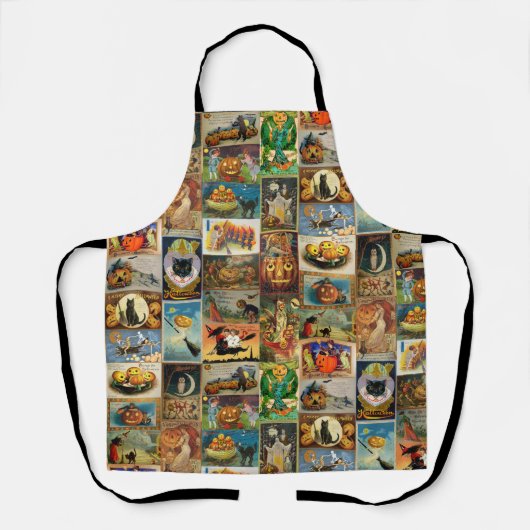 ヴィンテージハロウィンカードコラージュエプロン エプロン (正面)