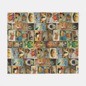 ヴィンテージハロウィンカードコラージュフリースブランケット フリースブランケット (正面(横))