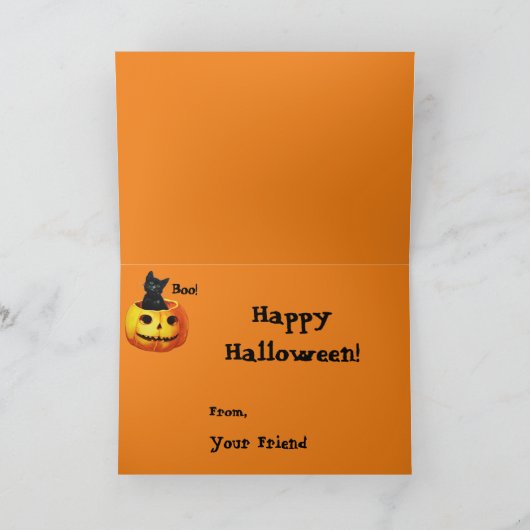 ヴィンテージハロウィンガールとキャンドルカード カード (内部)