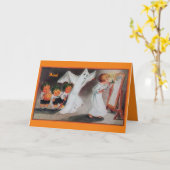 ヴィンテージハロウィンガールとキャンドルカード カード (黄色い花)