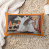 ヴィンテージハロウィンガールとキャンドルピロー ランバークッション (ブランケット)