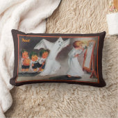 ヴィンテージハロウィンガールとキャンドルピロー – Dark ランバークッション (ブランケット)