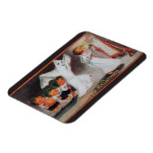 ヴィンテージハロウィンガールとキャンドルマグネット マグネット (左側)