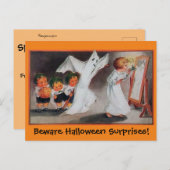 ヴィンテージハロウィンガールポストカード招待状 インビテーションポストカード (正面/裏面)