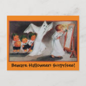 ヴィンテージハロウィンガールポストカード招待状 インビテーションポストカード (正面)