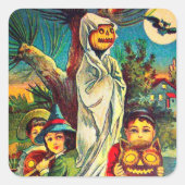 ヴィンテージハロウィンキッズかぼちゃホリデーシール スクエアシール (正面)