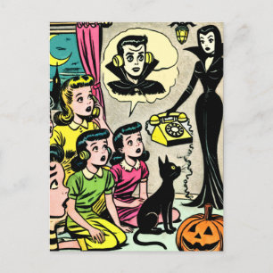 ヴィンテージハロウィンキッズ漫画 ポストカード