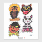 ヴィンテージハロウィンキャットカボチャフクロウおもしろい シール (シート)