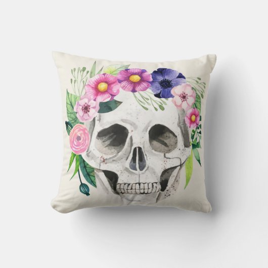 ヴィンテージハロウィンクロススカル枕 クッション (正面)