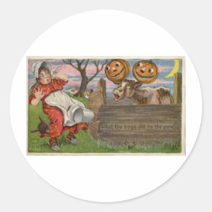 ヴィンテージハロウィングリーティングカードクラシックポスター ラウンドシール