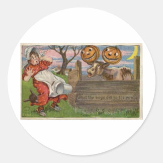 ヴィンテージハロウィングリーティングカードクラシックポスター ラウンドシール