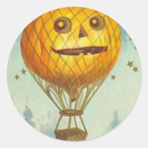ヴィンテージハロウィングリーティングカードクラシックポスター ラウンドシール