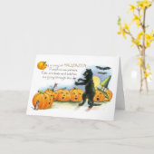 ヴィンテージハロウィングリーティングブラックキャットジャコランタン カード (黄色い花)