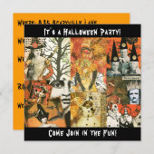 ヴィンテージハロウィンコラージュ 招待状 (正面/裏面)