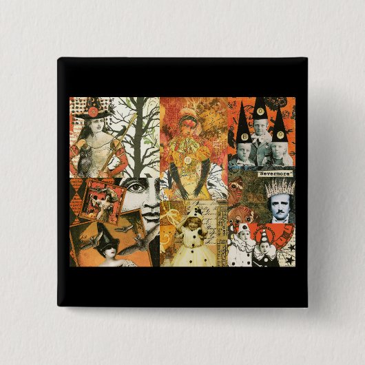 ヴィンテージハロウィンコラージュ 缶バッジ (正面)