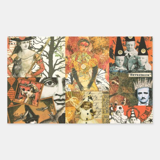 ヴィンテージハロウィンコラージュ 長方形シール (正面)
