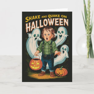 ヴィンテージハロウィンシェイクと地震の男の子と幽霊 シーズンカード