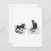 ヴィンテージハロウィンシャツ、ハロウィンスウェットシャツ、猫 シーズンポストカード (正面/裏面)