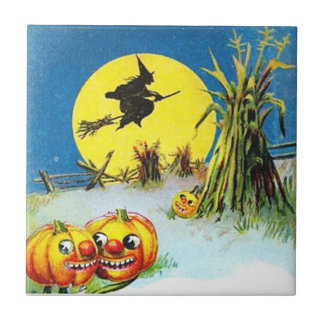 ヴィンテージハロウィンシーンセラミックタイル タイル