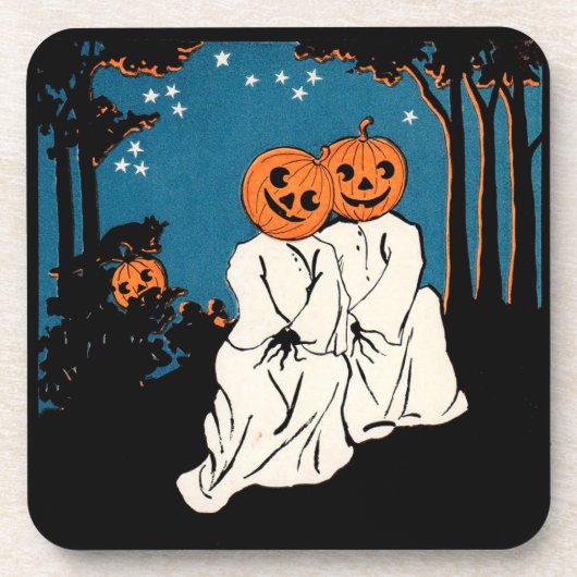 ヴィンテージハロウィンジャックオランタンカップル コースター (正面)
