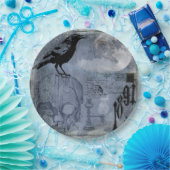 ヴィンテージハロウィンスカルとカラス ペーパープレート (パーティー)