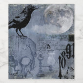 ヴィンテージハロウィンスカルとクロウカスタマイズン ワインラベル (シングルラベル)