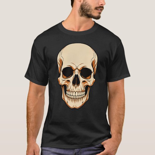 ヴィンテージハロウィンスカルベクトルデザイン Tシャツ (正面)