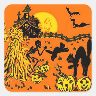ヴィンテージハロウィンステッカー スクエアシール