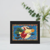 ヴィンテージハロウィンスピリットウィッチ招待状はがき インビテーションポストカード (スタンド正面)