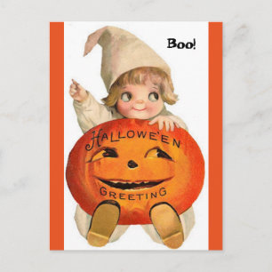 ヴィンテージハロウィンチャイルド&カボチャ葉書 ポストカード