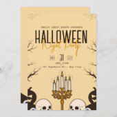 ヴィンテージハロウィンテロパーティー、編集可能ハロウィーン 招待状 (正面/裏面)