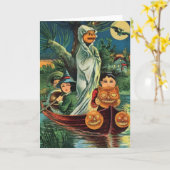 ヴィンテージハロウィンパンプキン幽霊カード カード (黄色い花)