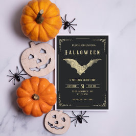 ヴィンテージハロウィンパーティーフライヤーテンプレート 招待状
