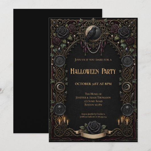ヴィンテージハロウィンパーティー招待状 招待状 (正面/裏面)