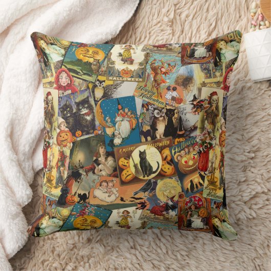ヴィンテージハロウィンビクトリアンエフエメラウィッチパンプキン クッション (ブランケット)