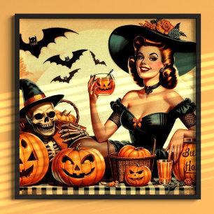 ヴィンテージハロウィンピンアップ ポスター