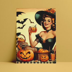 ヴィンテージハロウィンピンアップ ポストカード