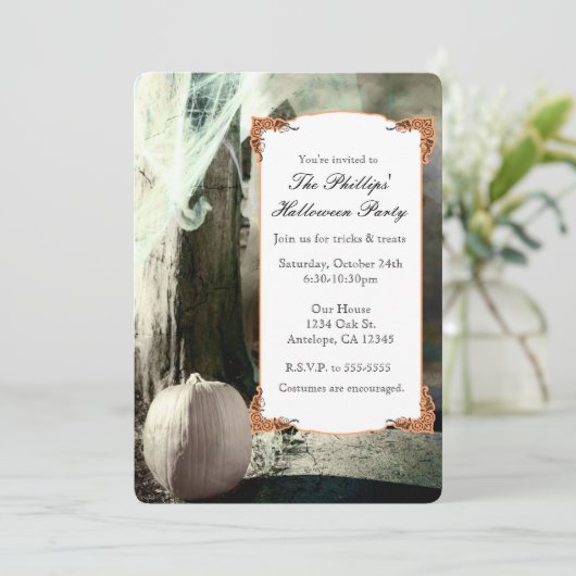 ヴィンテージハロウィンフォトエレガントパーティの招待状 招待状 (スタンド正面)