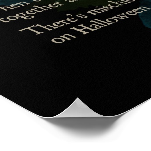 ヴィンテージハロウィンフクロウと魔女ポスター ポスター (角)