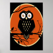ヴィンテージハロウィンフクロウのポスター ポスター (正面)