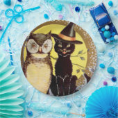 ヴィンテージハロウィンブラックキャットフクロウパーティー ペーパープレート (パーティー)