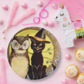 ヴィンテージハロウィンブラックキャットフクロウパーティー ペーパープレート (パーティー)
