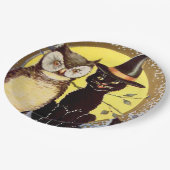 ヴィンテージハロウィンブラックキャットフクロウパーティー ペーパープレート (アングル)